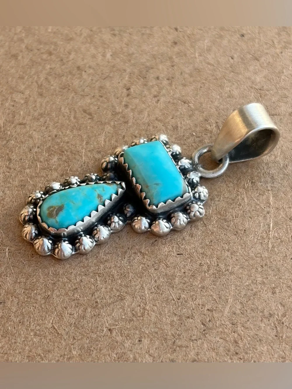 925 Sterling Santa Maria Turquoise Double Drop Pendant